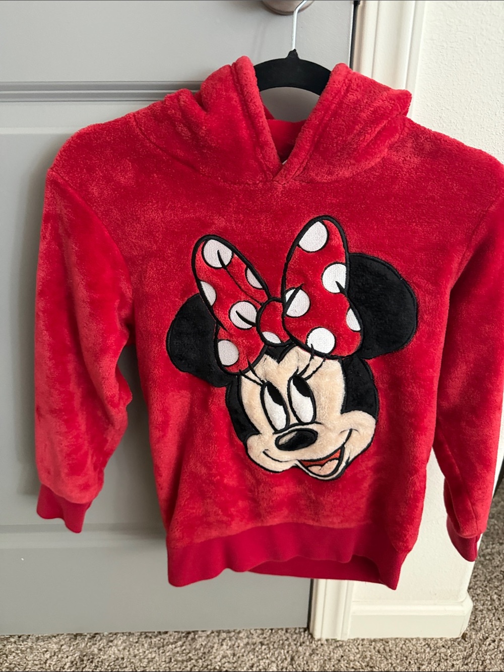 Kids' Red Minnie Mouse Hooded Plush Sweatshirt